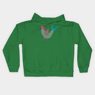 Angry chicken with stripes pattern on wings Kids Hoodie